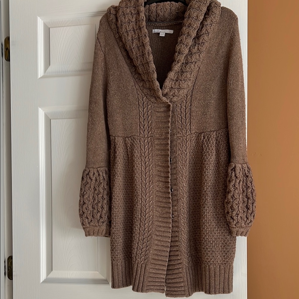 Old Navy Brown Cardigan Sweater with Textured Collar